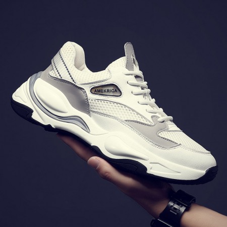 Men's Autumn New Trendy Fashion Breathable White Mesh Sneakers