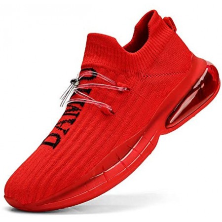 Men's Running Slip On Sneakers Walking Non Slip Athletic Casual Shoes Red